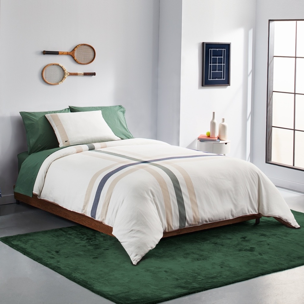 Lacoste Home Southfield 2 Piece Crossing Comforter Set, Twin - White